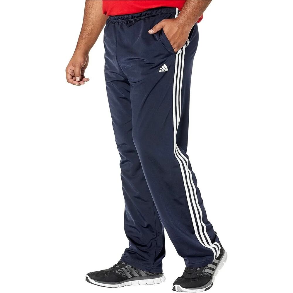 Adidas Medium-Tall Men’s Essentials Open Hem 3-Stripes Pants Navy/White MT Blue